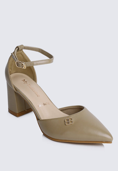Mandy WideFit Comfy Heels In Taupe