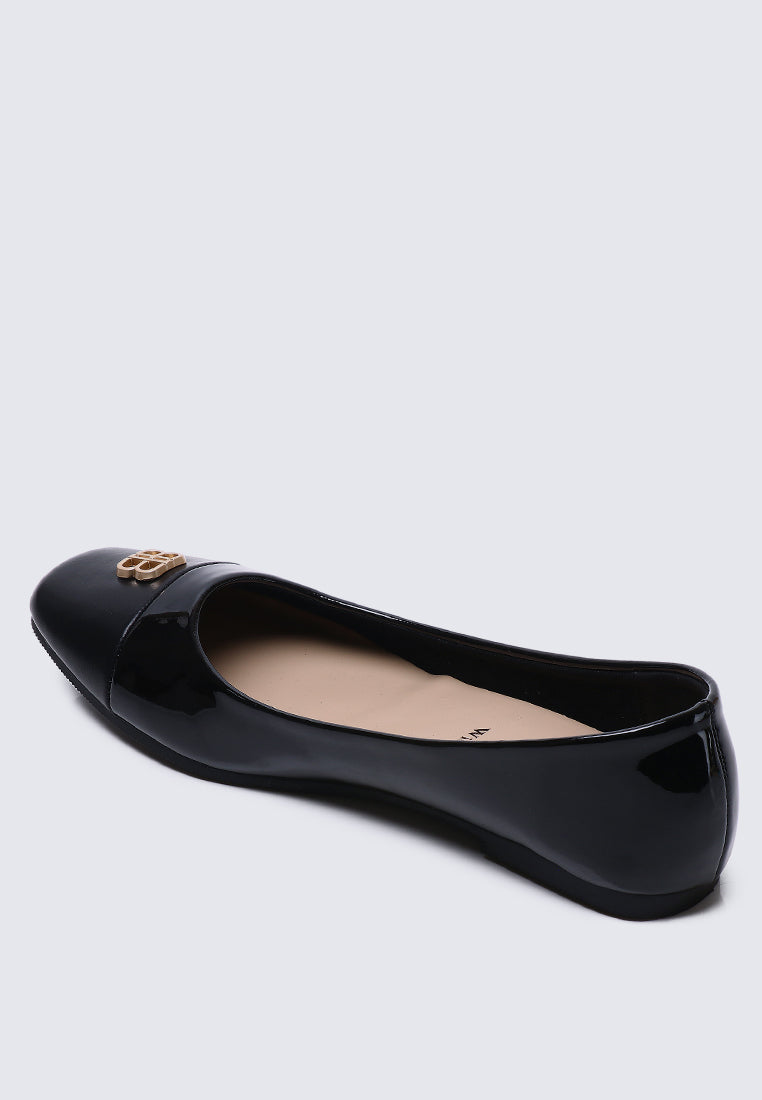 Albee WideFit Comfy Ballerina  In Black