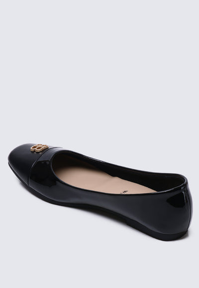 Albee WideFit Comfy Ballerina  In Black