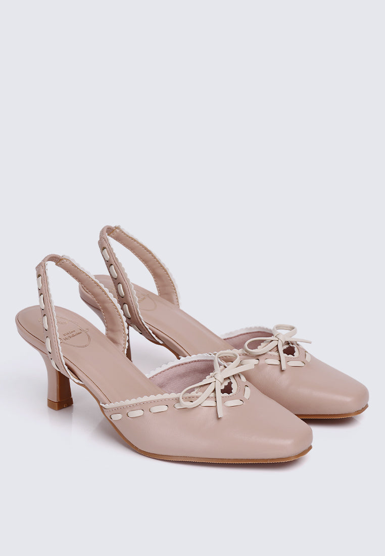 Maison Comfy Heels In Nude