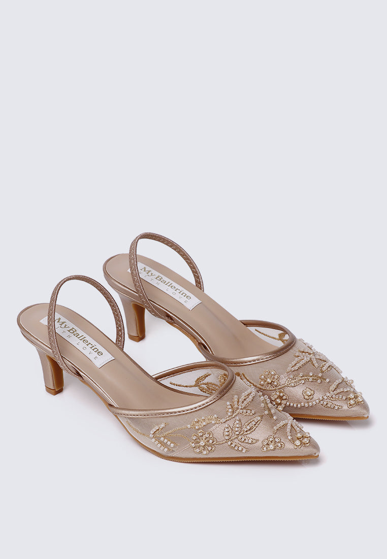 Elowen Comfy Heels In Rose Gold