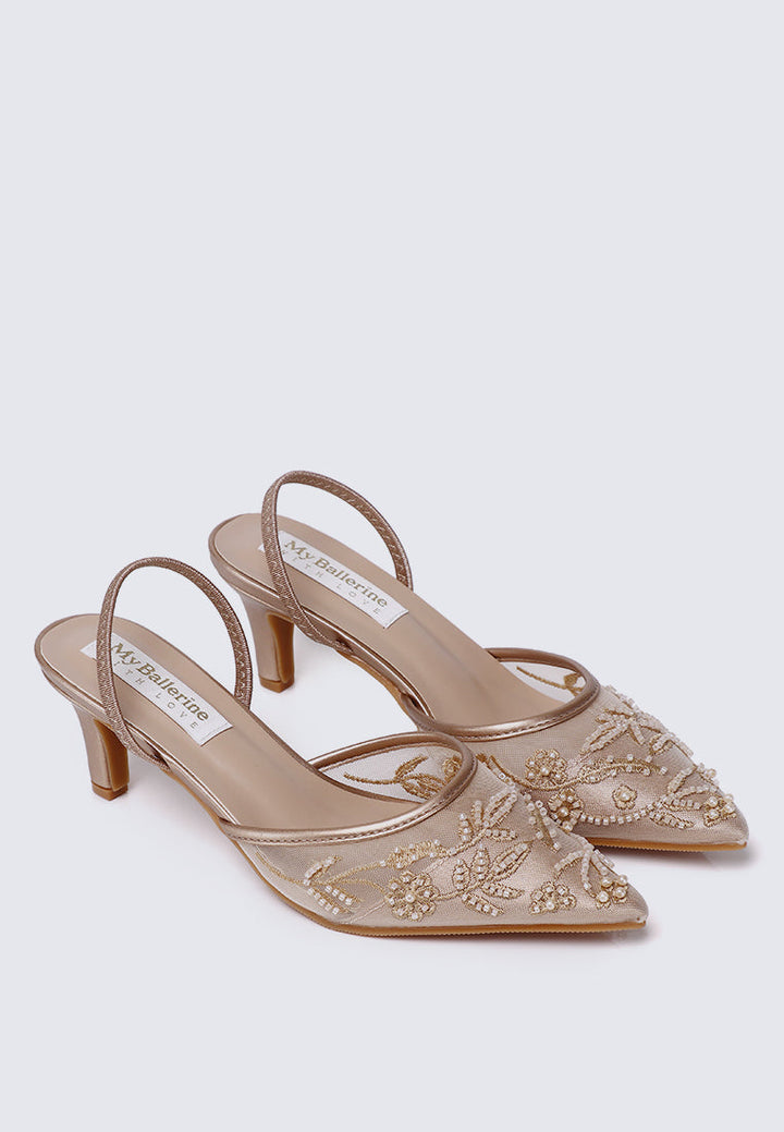 Elowen Comfy Heels In Rose Gold