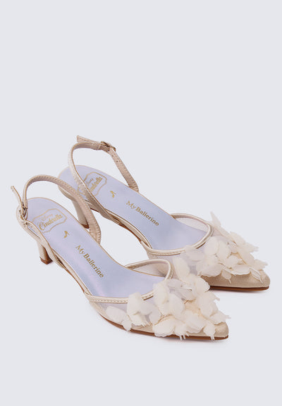 Fly to Your Dreams Comfy Heels In Champagne