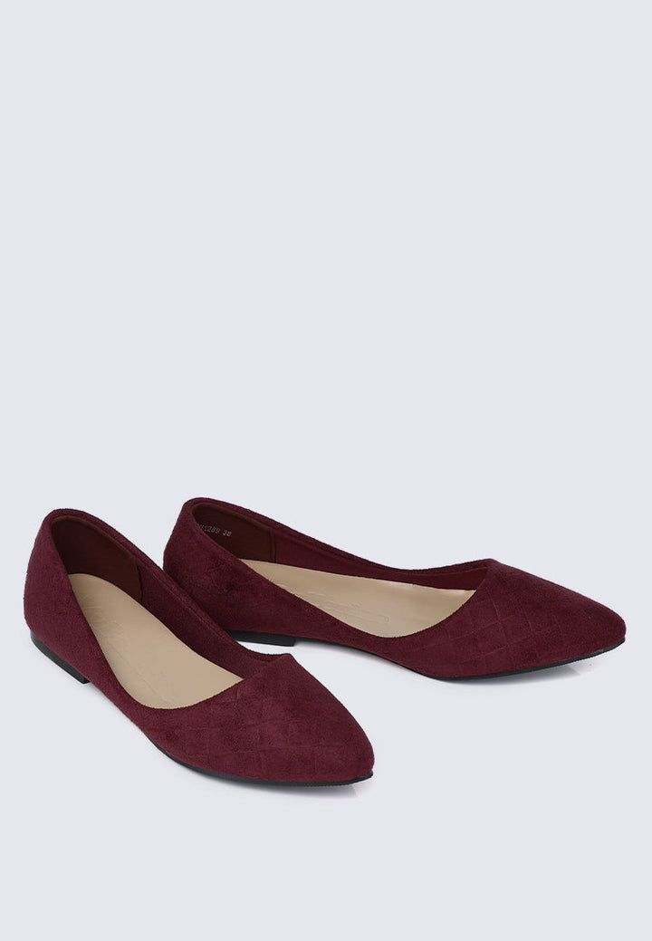 Cece Suede Comfy Ballerina In Burgundy