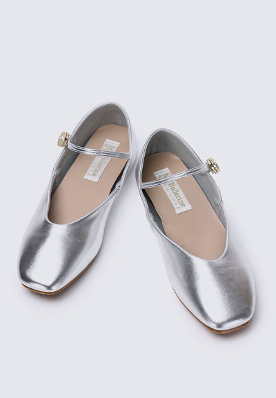 Pétale De Rose Comfy Ballerina In Silver