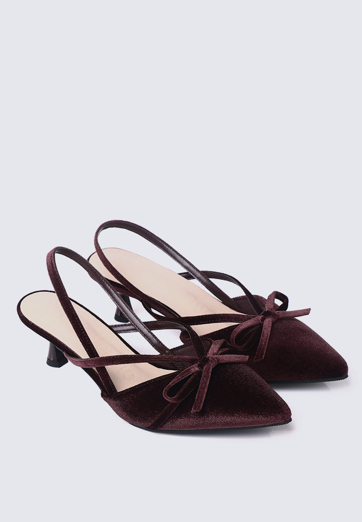 Morvella Comfy Heels In Mauve Taupe