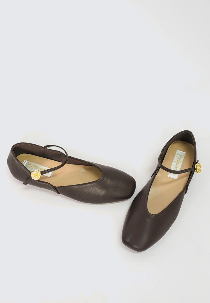 Pétale De Rose Comfy Ballerina In Espresso