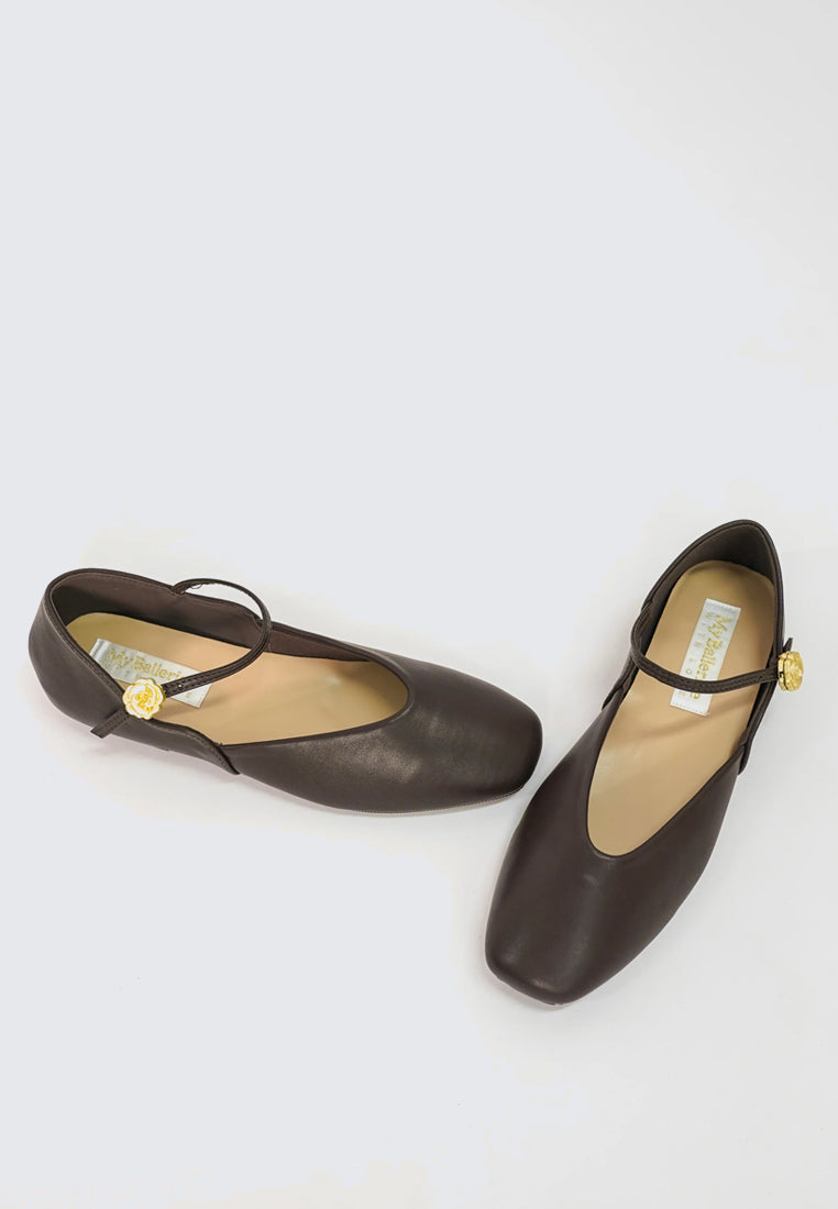 Pétale De Rose Comfy Ballerina In Espresso
