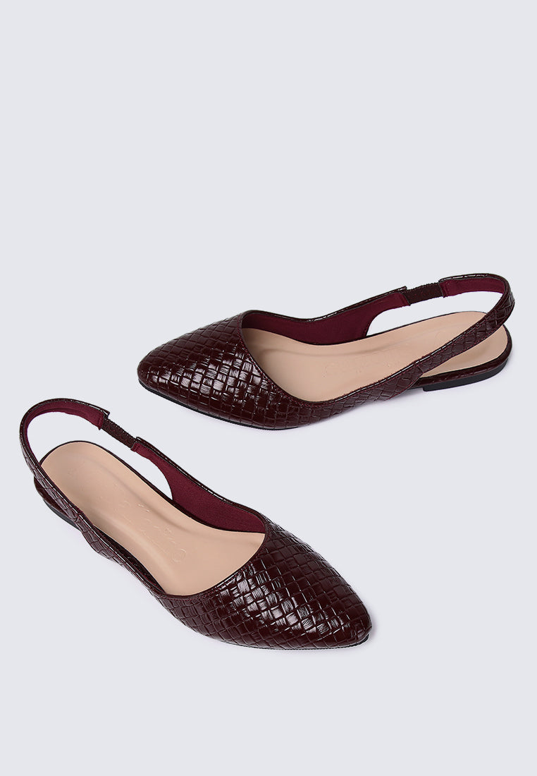 Kate Woven Comfy Ballerina In Burgundy