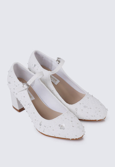 Clarisse Comfy Heels In White