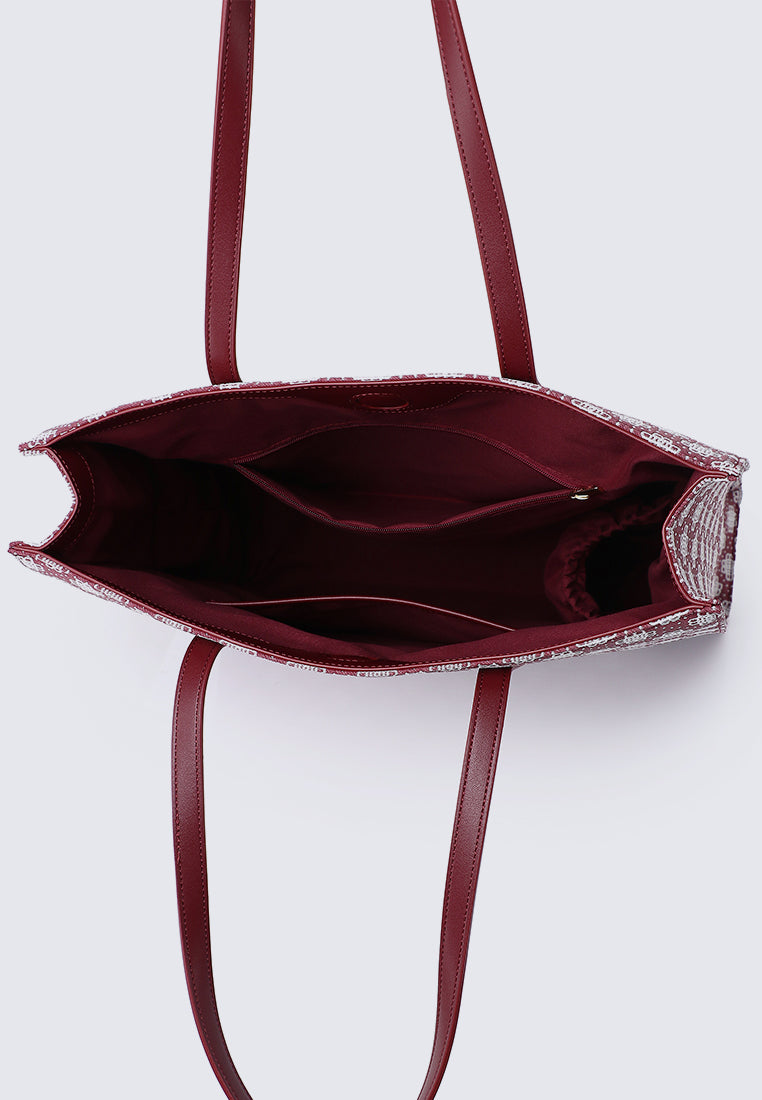 Tiara Tote Bag In Maroon