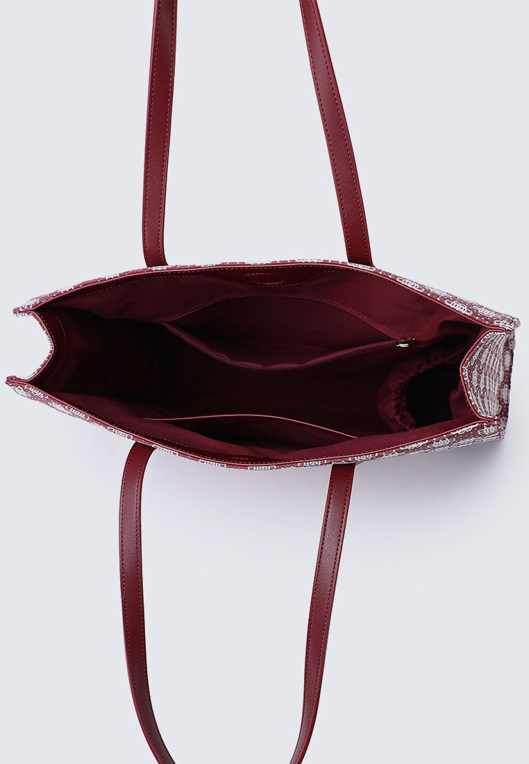 Tiara Tote Bag In Maroon