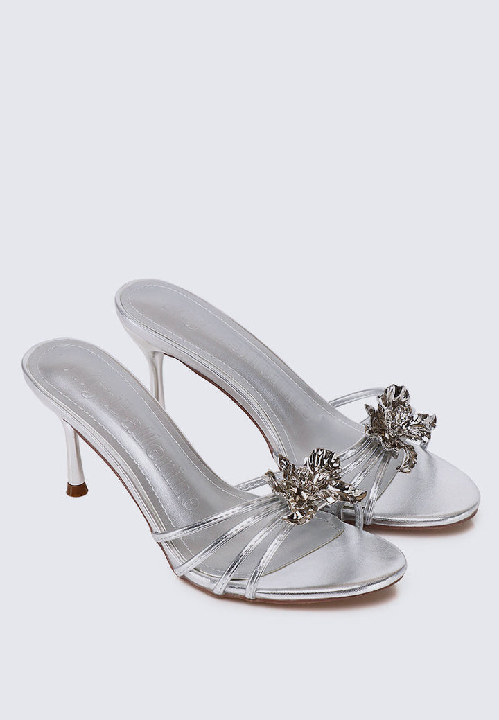 Eternal Blossom Comfy Heels In In Silver