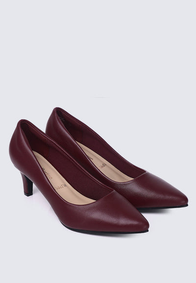 Alvina Widefit Comfy Heels In Maroon