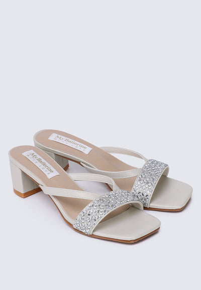 Zofi Comfy Heels In Pearl