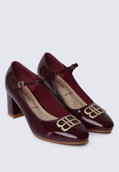Jane WideFit Comfy Pumps In Burgundy