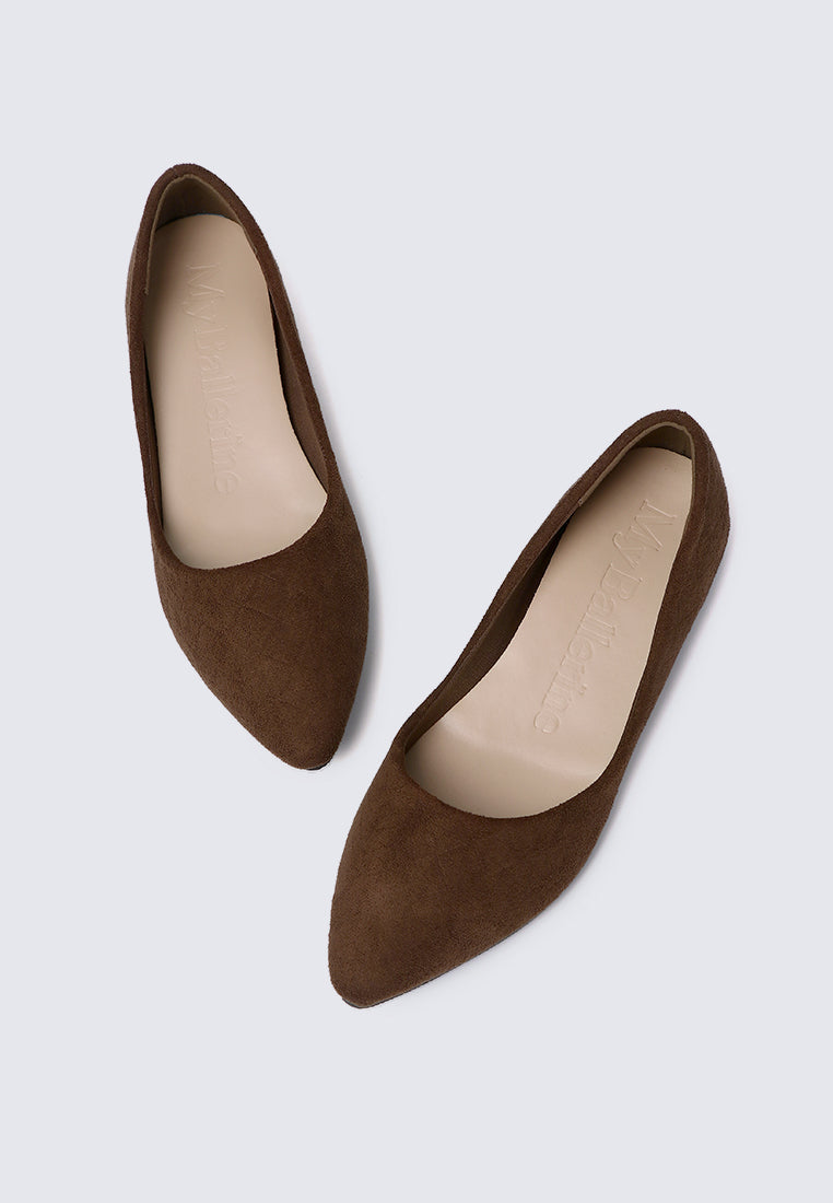 Cece Suede Comfy Ballerina In Espresso