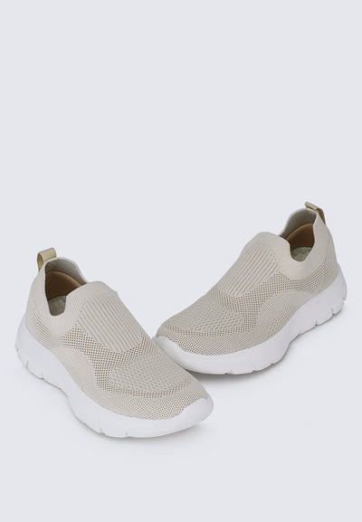 WalkEase Comfy Sneakers In Beige