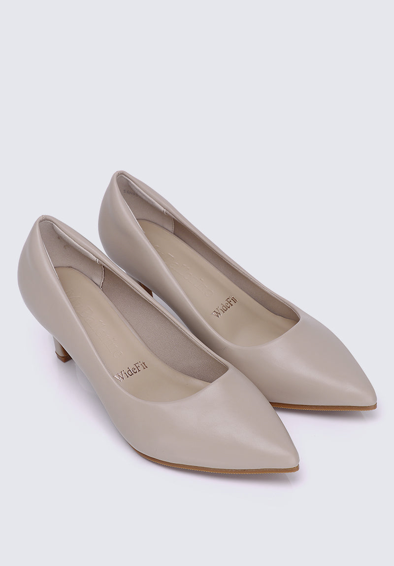 Alvina Widefit Comfy Heels In Almond