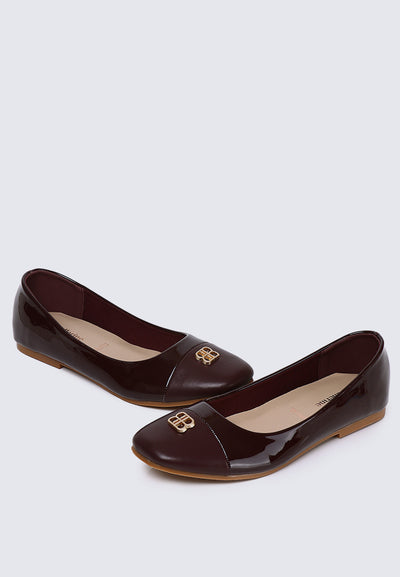 Albee WideFit Comfy Ballerina  In Burgundy