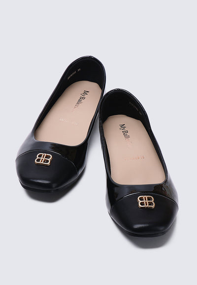 Albee WideFit Comfy Ballerina  In Black