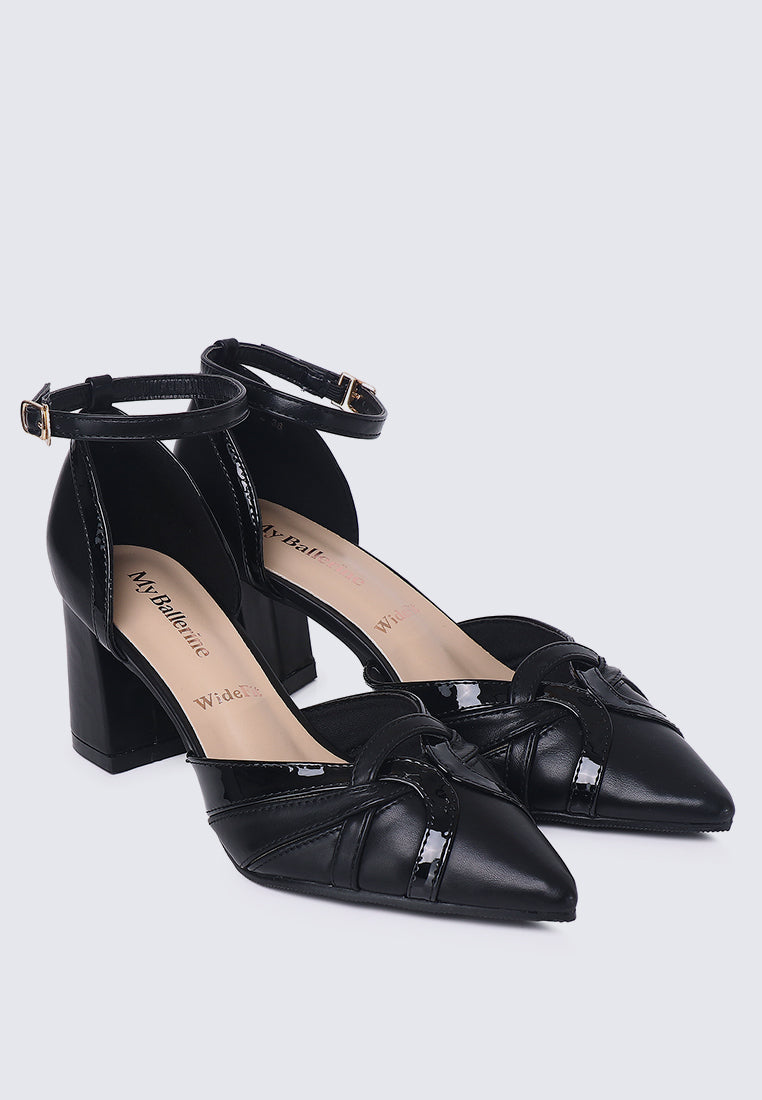 Aya WideFit Comfy Heels In Black