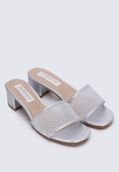 Ayla Comfy Heels In Silver