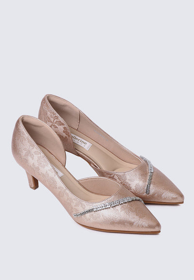 Dahlina Comfy Heels In Rose Gold