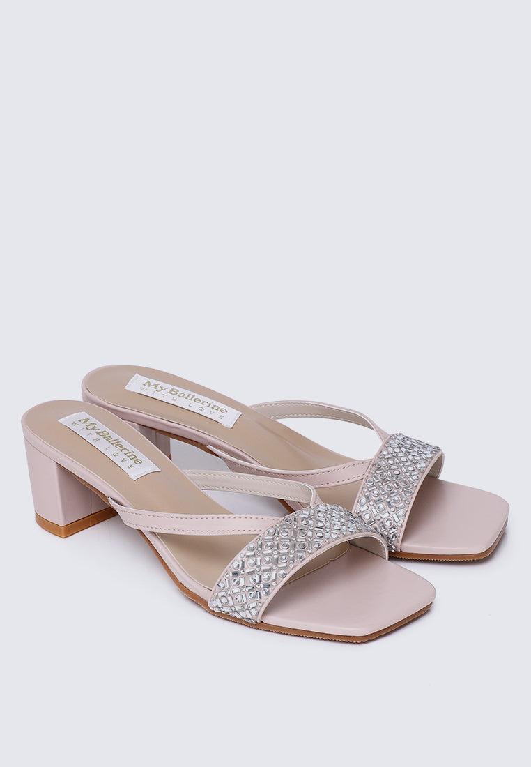Zofi Comfy Heels In Nude Pink