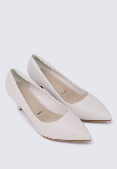 Alvina Widefit Comfy Heels In Beige