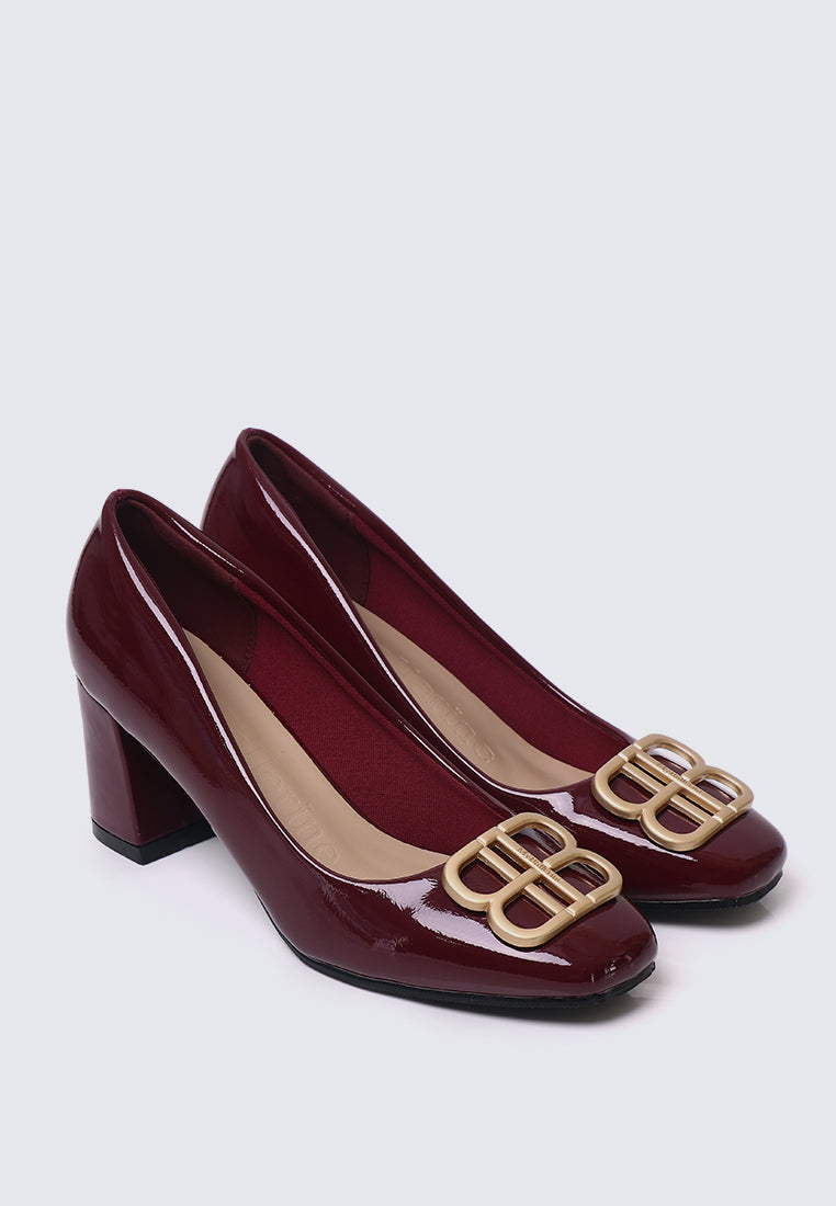 Phyllis Comfy Heels In Burgundy