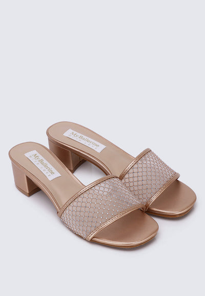 Ayla Comfy Heels In Champagne