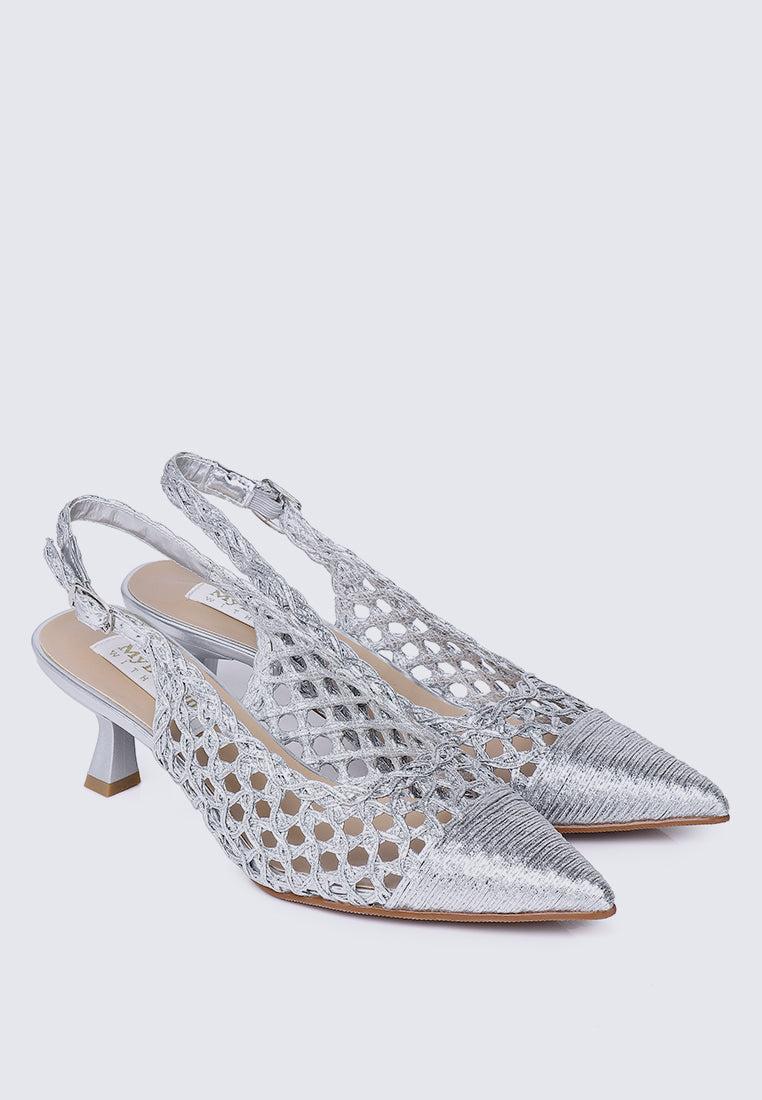 Aviva Comfy Heels In Silver