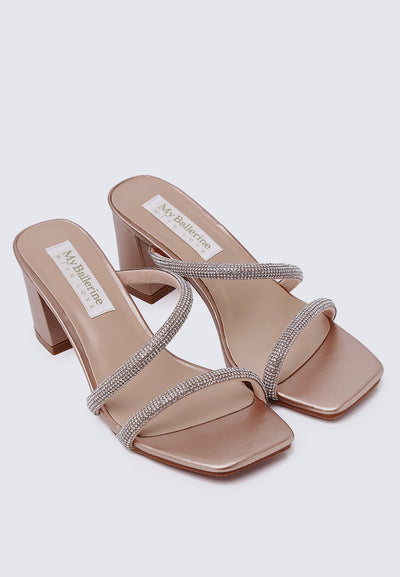 Delphine Comfy Heels In Rose Gold