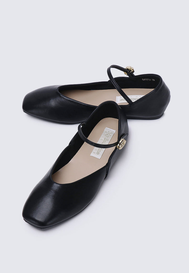Pétale De Rose Comfy Ballerina In Black