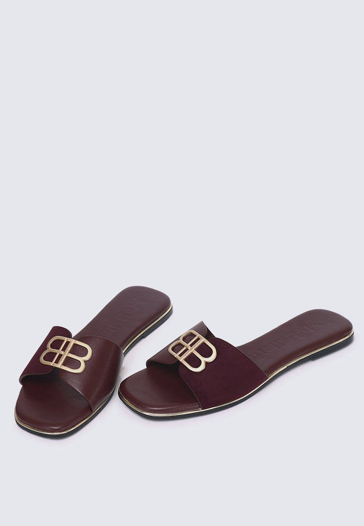 Toffee Comfy Sandals In Burgundy