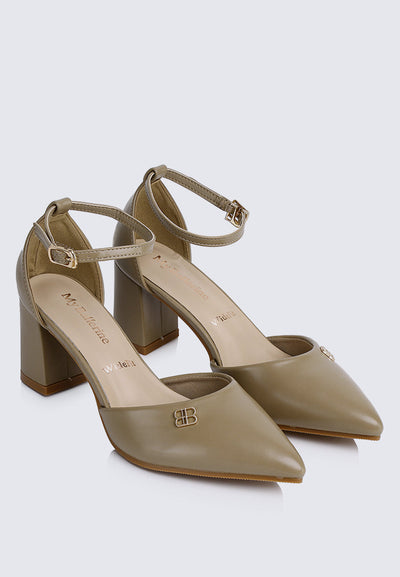 Mandy WideFit Comfy Heels In Taupe