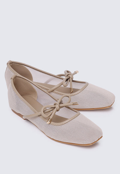 Hina Comfy Ballerina In Black In Tan
