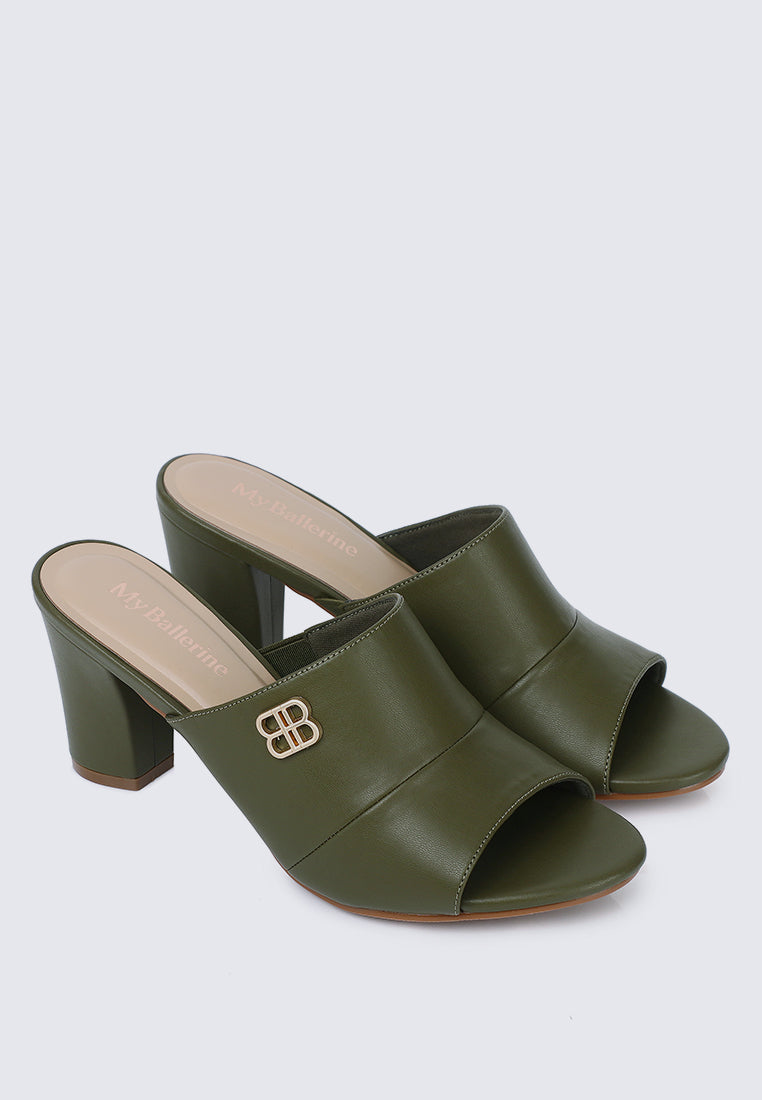Sara Comfy Heels In Olive