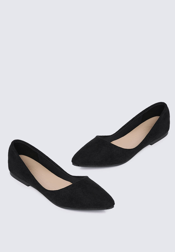 Cece Suede Comfy Ballerina In Black