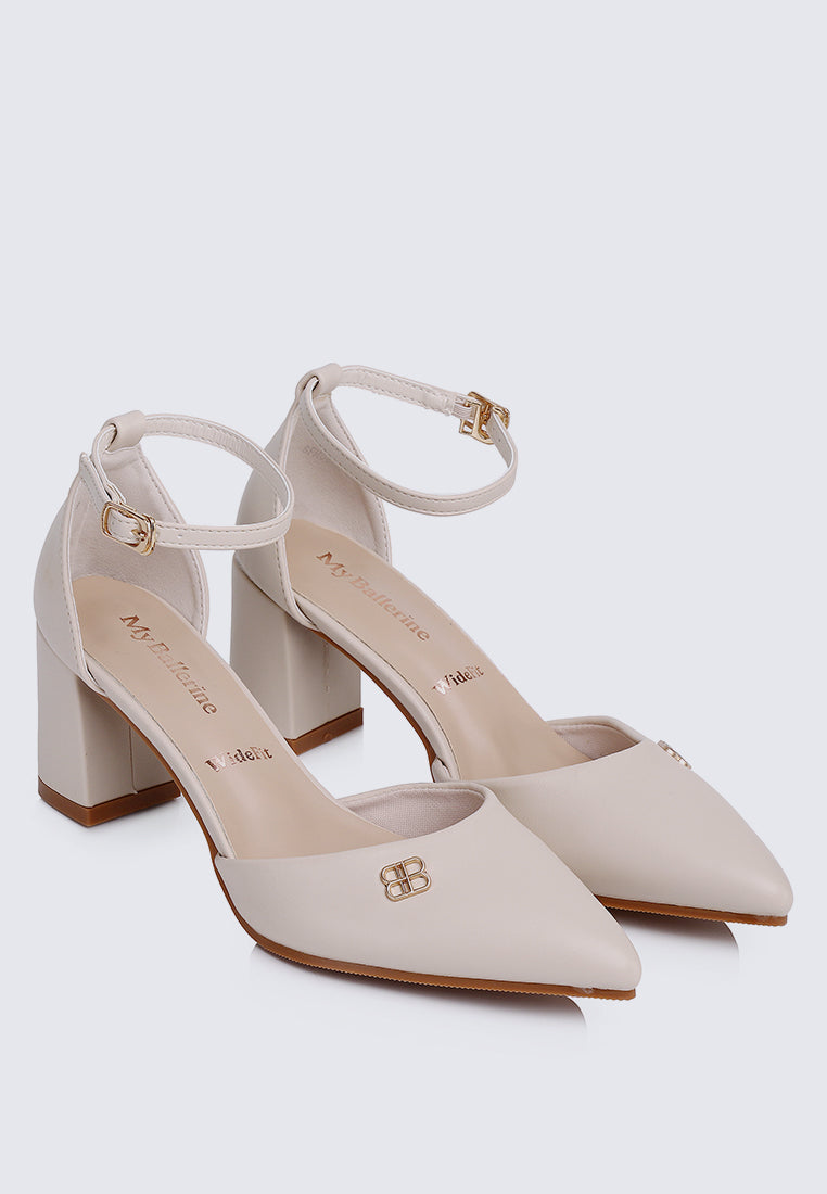 Mandy WideFit Comfy Heels In Beige