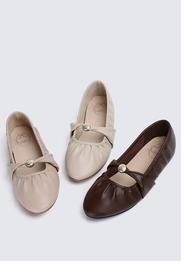 Rowena Comfy Ballerina In Tan