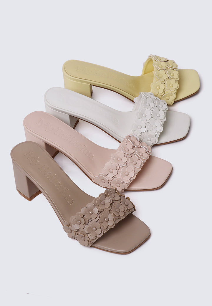 Cyrene Comfy Heels In Nude Pink