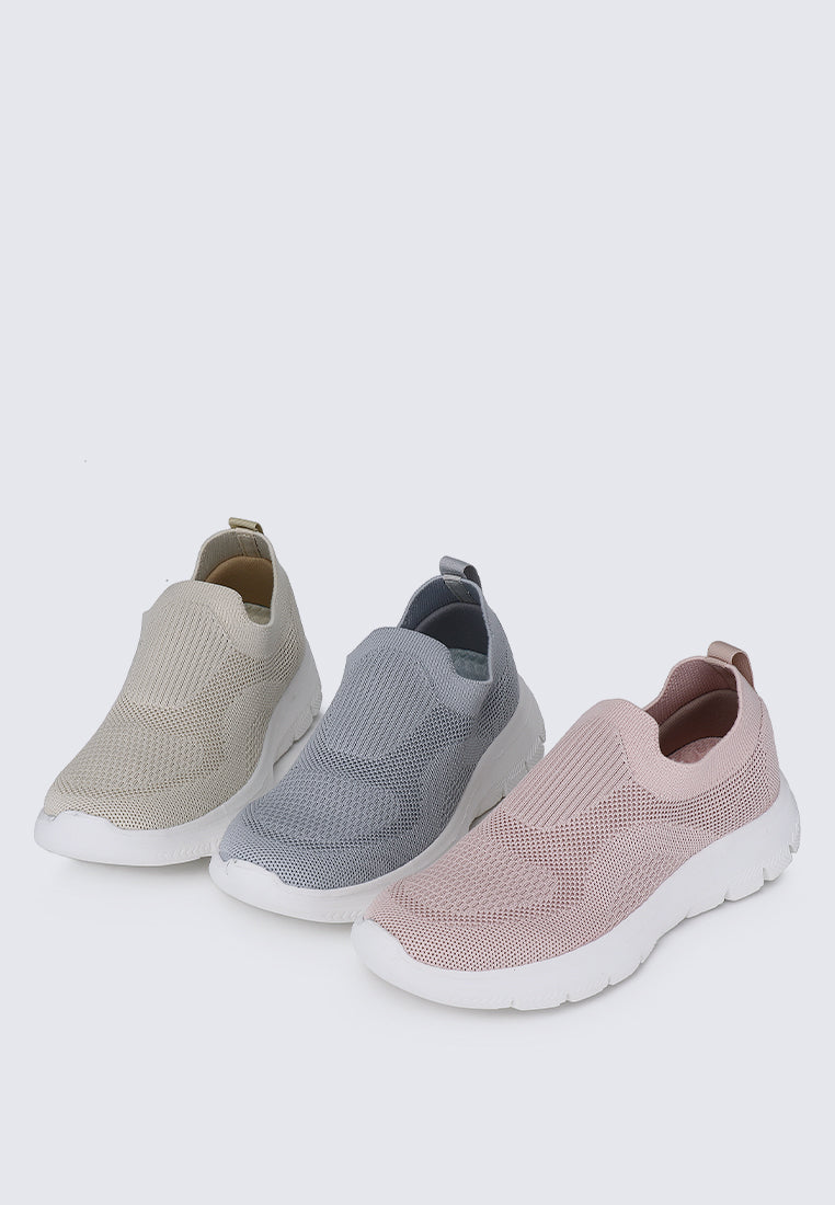 WalkEase Comfy Sneakers In Beige