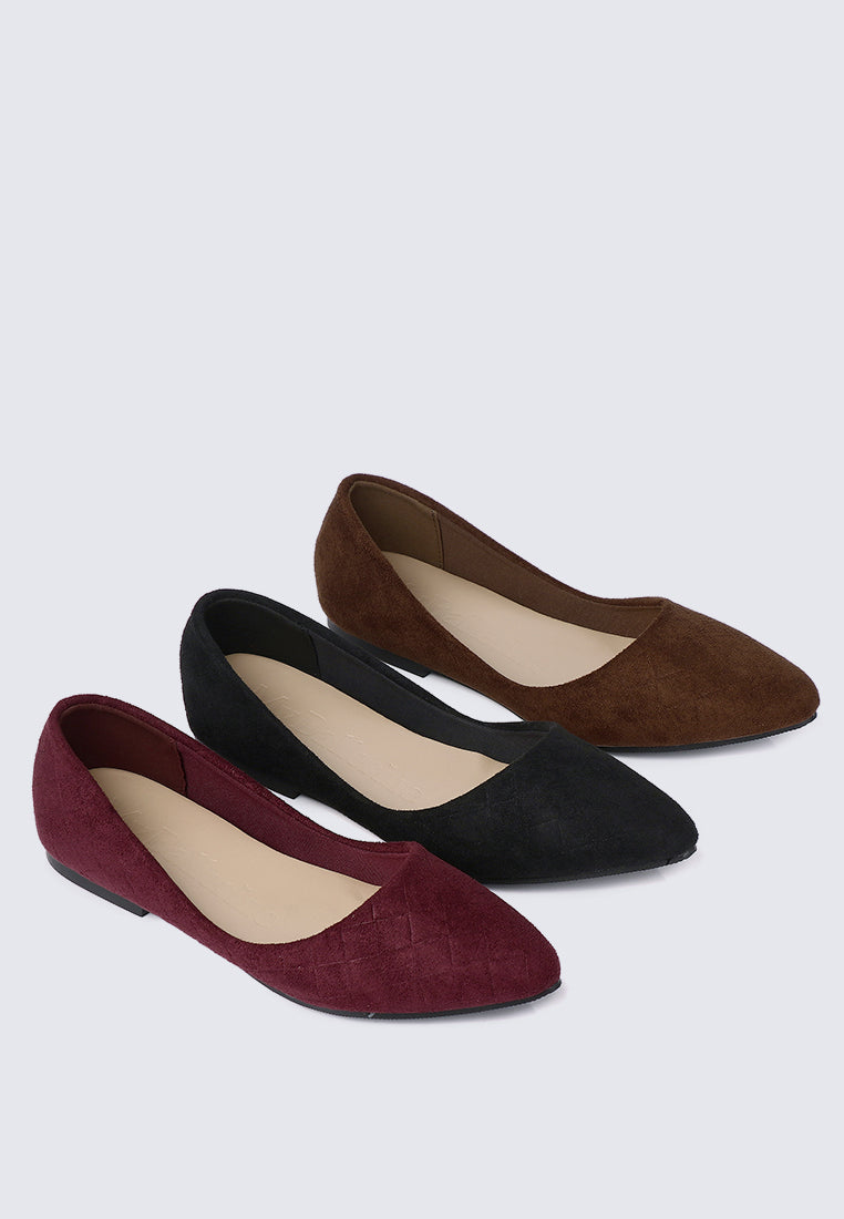 Cece Suede Comfy Ballerina In Black