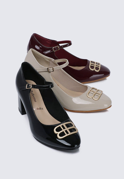 Jane WideFit Comfy Pumps In Burgundy