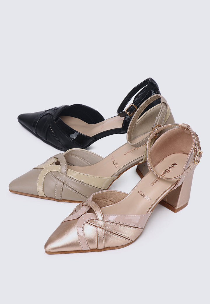 Aya WideFit Comfy Heels In Black