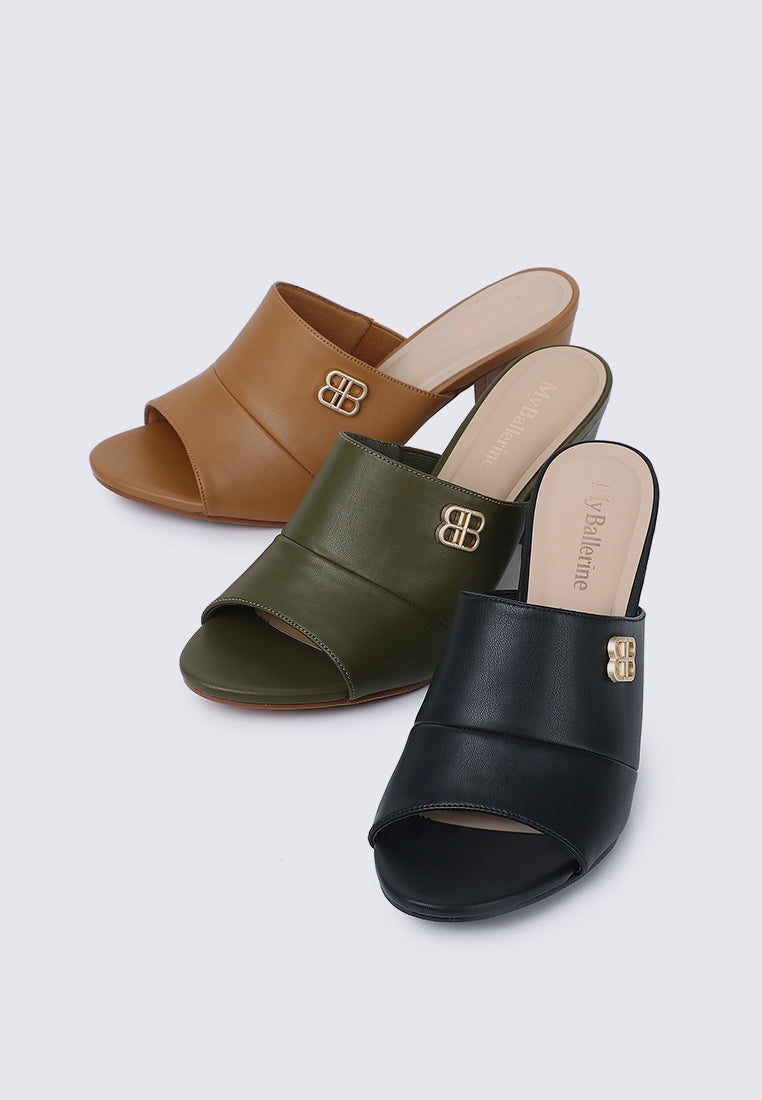 Sara Comfy Heels In Olive