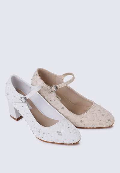 Clarisse Comfy Heels In White