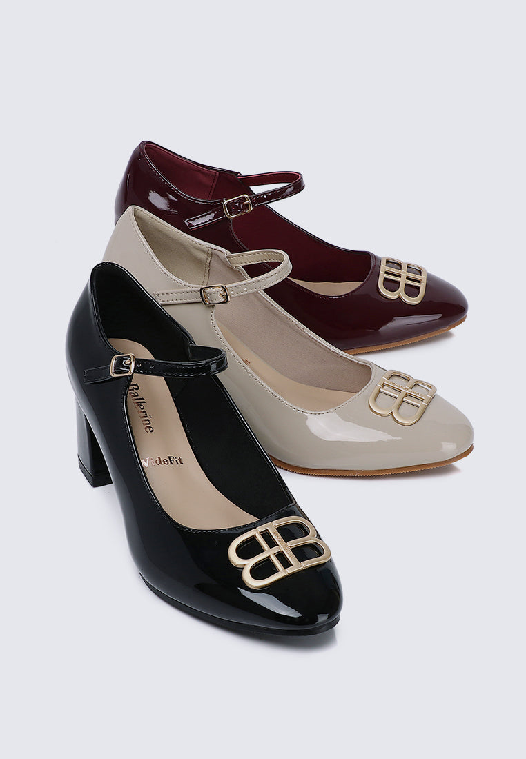 Jane WideFit Comfy Pumps In Burgundy